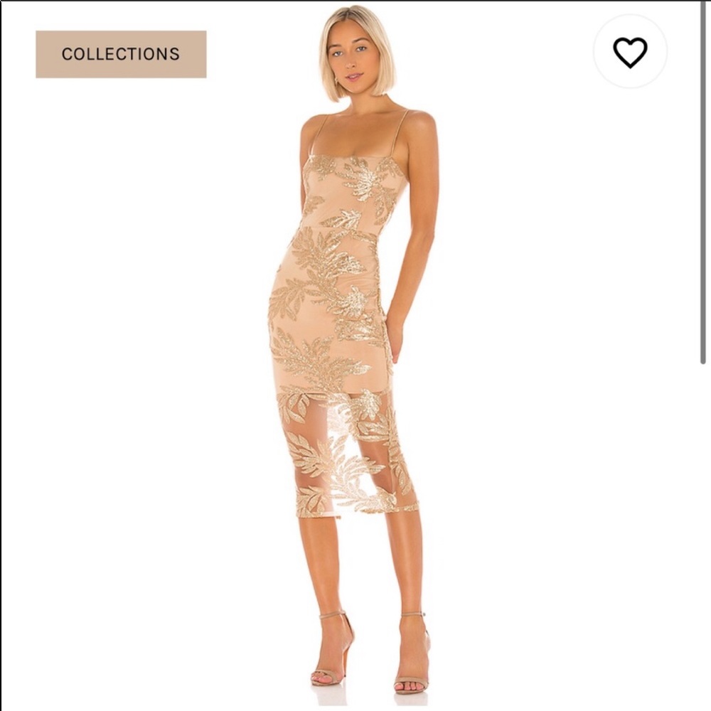 Nookie Vanity Midi Dress in Gold